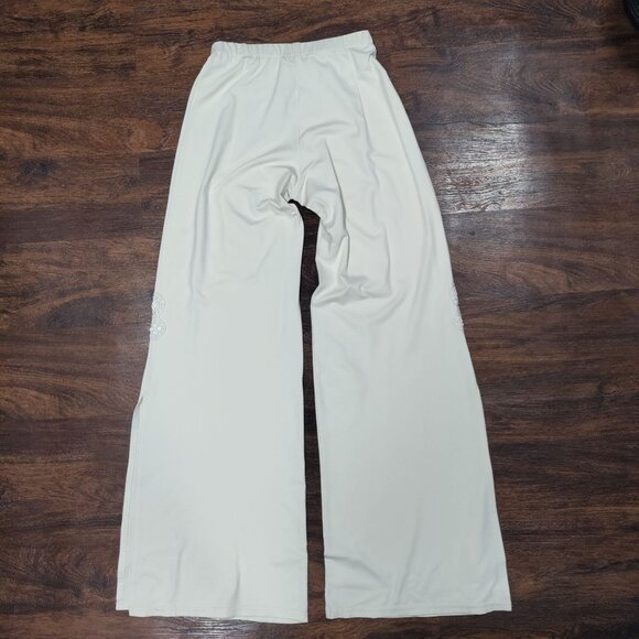 Sagaie Paris Women's Pants Elegant Ivory Floral Lace Sequin Wide Size Small - Picture 3 of 16
